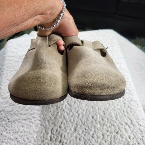 Birkenstock Boston Taupe Suede Slip-ons clogs Womens 41 US 10-10.5 - Picture 2 of 5
